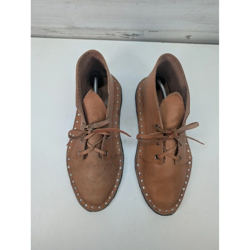 Handmade‎ Leather Chukka Boots Mens 9.5 Brown Vintage Motorcycle Sole